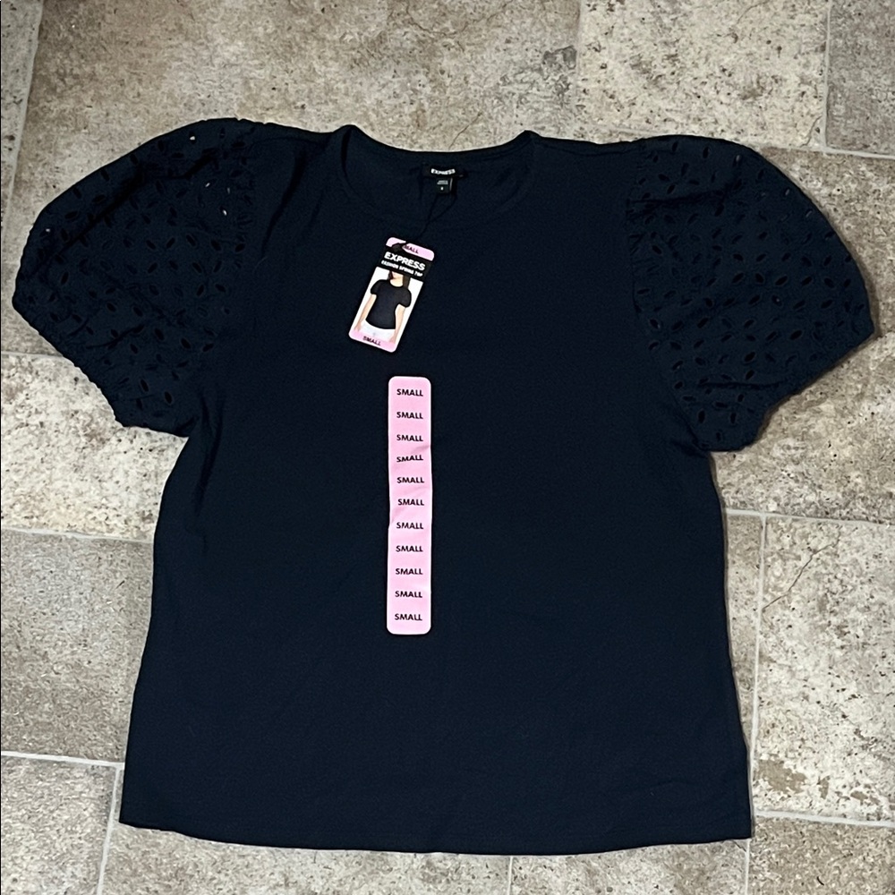 Express Navy Puff Sleeve Blouse